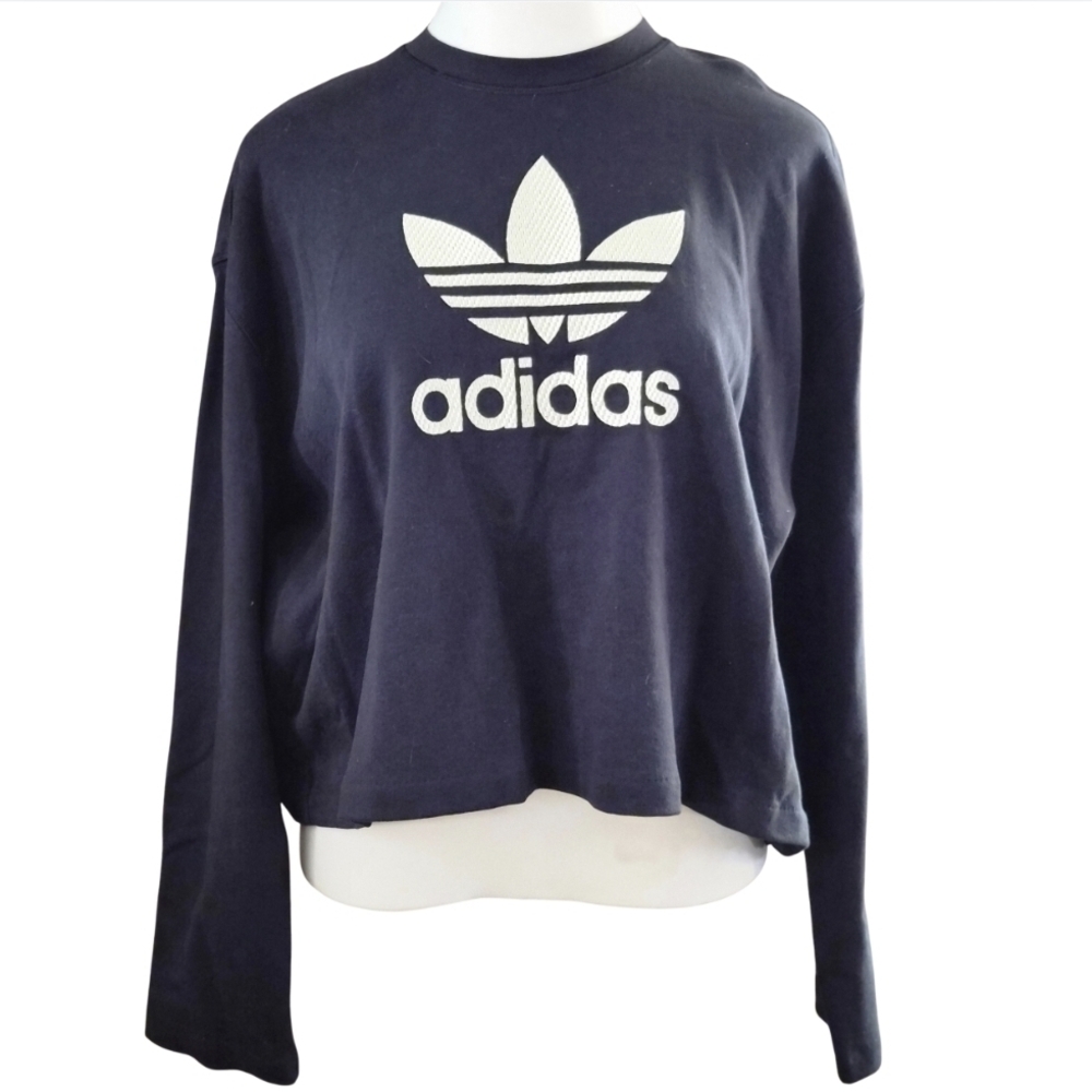 Adidas Women's Black Crop Sweatshirt